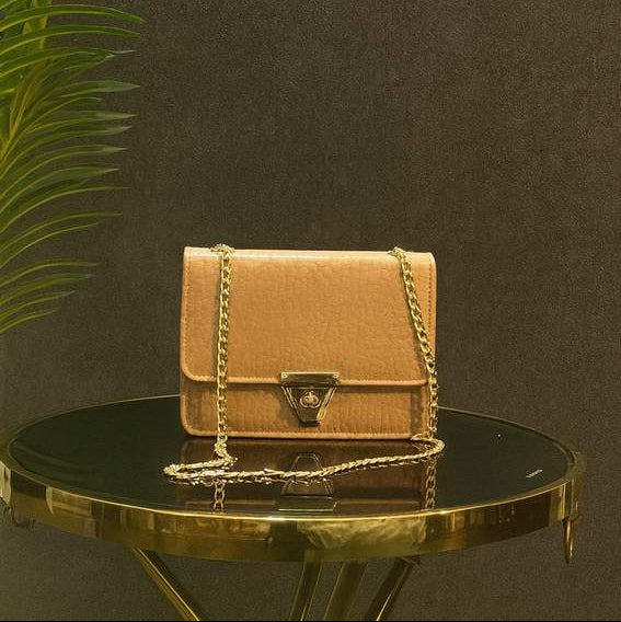 Croc Texture Crossbody -  Light camel