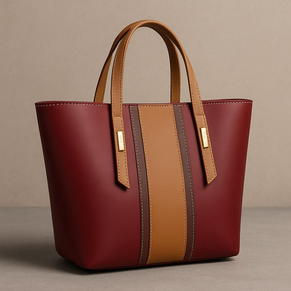 Noir Edge Structured Tote - Maroon