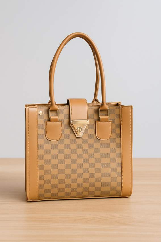 Verona Checkered Bag - Brown