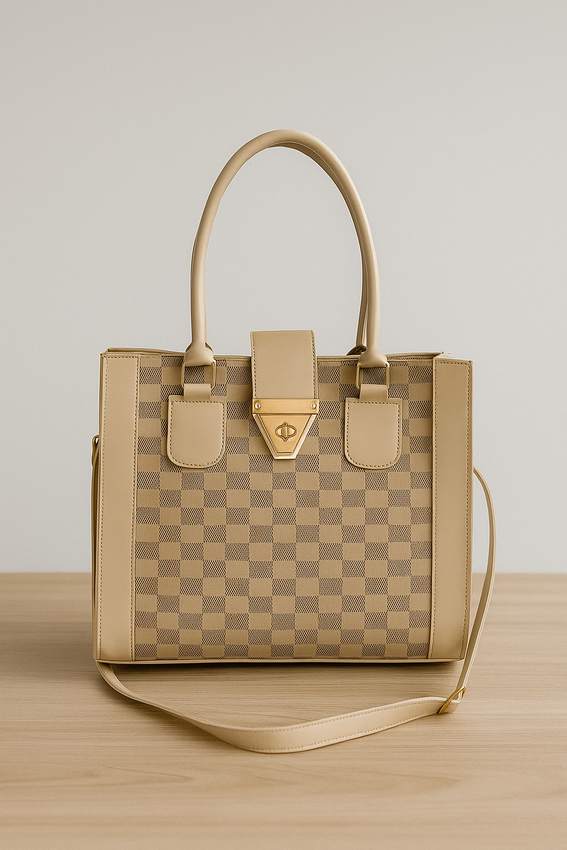 Verona Checkered Bag - Beige
