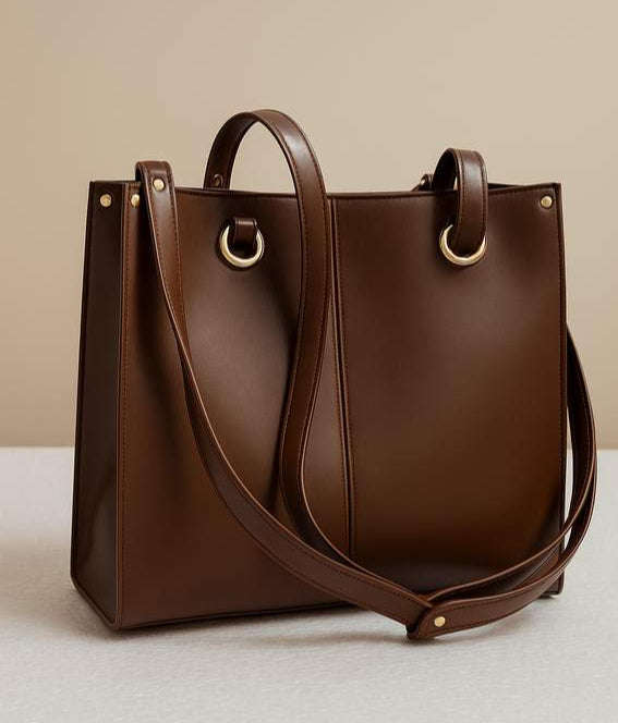 The Mocha Luxe Tote – Deep Brown Classic