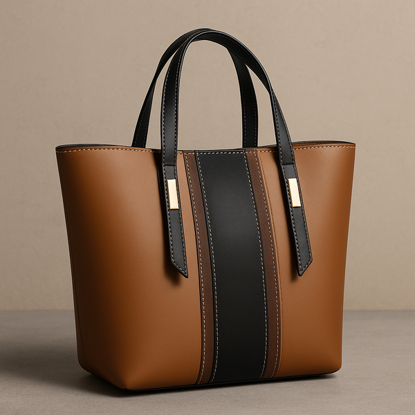 Noir Edge Structured Tote - Black Brown