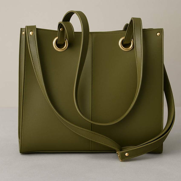 The Verda Structured Tote – Olive Elegance